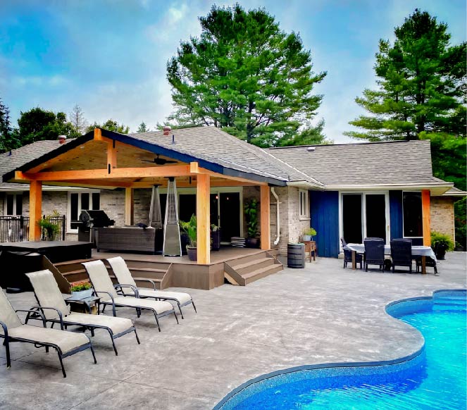 timber frame covered deck created by black diamond carpentry